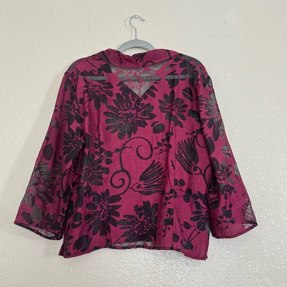 Cut Loose Burgundy Burnout Floral Blouse - Picture 2 of 4